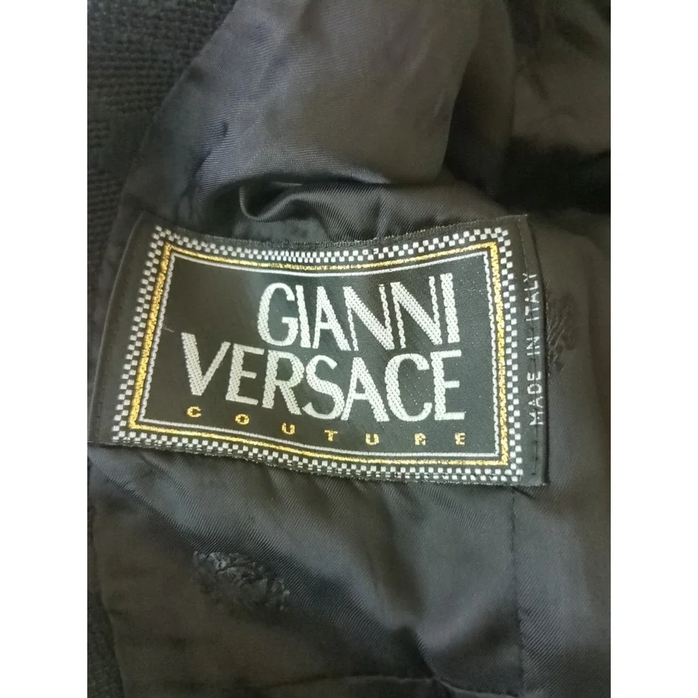 GORGEOUS!! Vtg Gianni Versace Couture Wool Angora Overcoat Pea Coat Button XS Sm